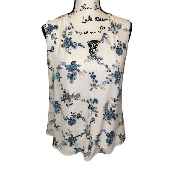 White House Black Market Size 4 Floral Chiffon Layered Sleeveless Blouse - Picture 4 of 9
